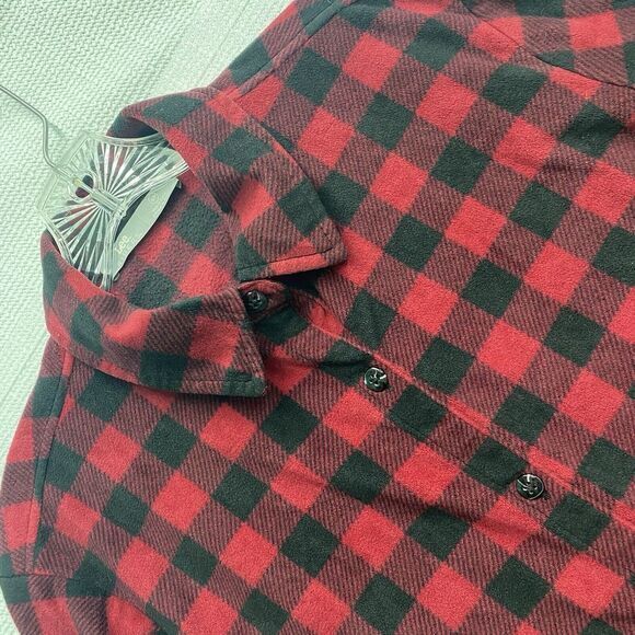 Riders by Lee Womens S‎ Buffalo Plaid Fleece Button Down Shacket - Picture 1 of 7
